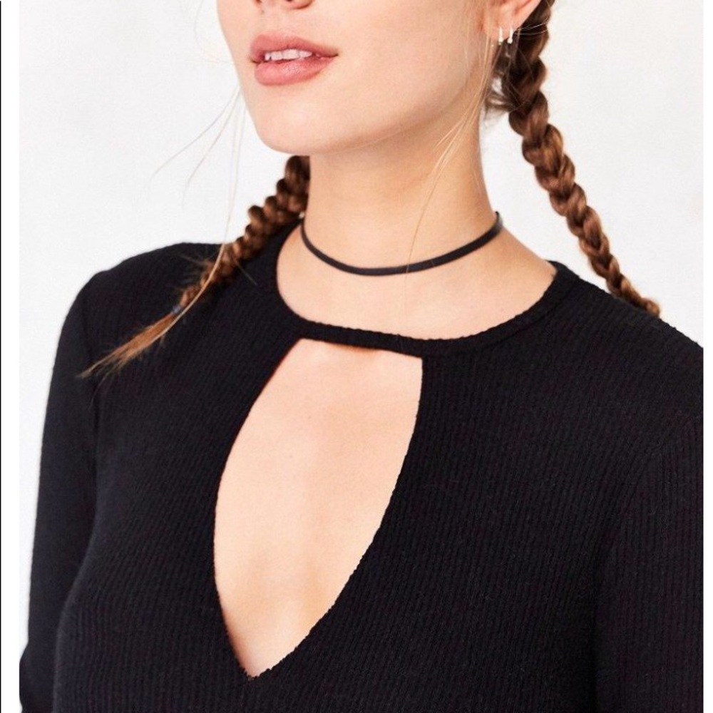 Long sleeve black cutout shirt